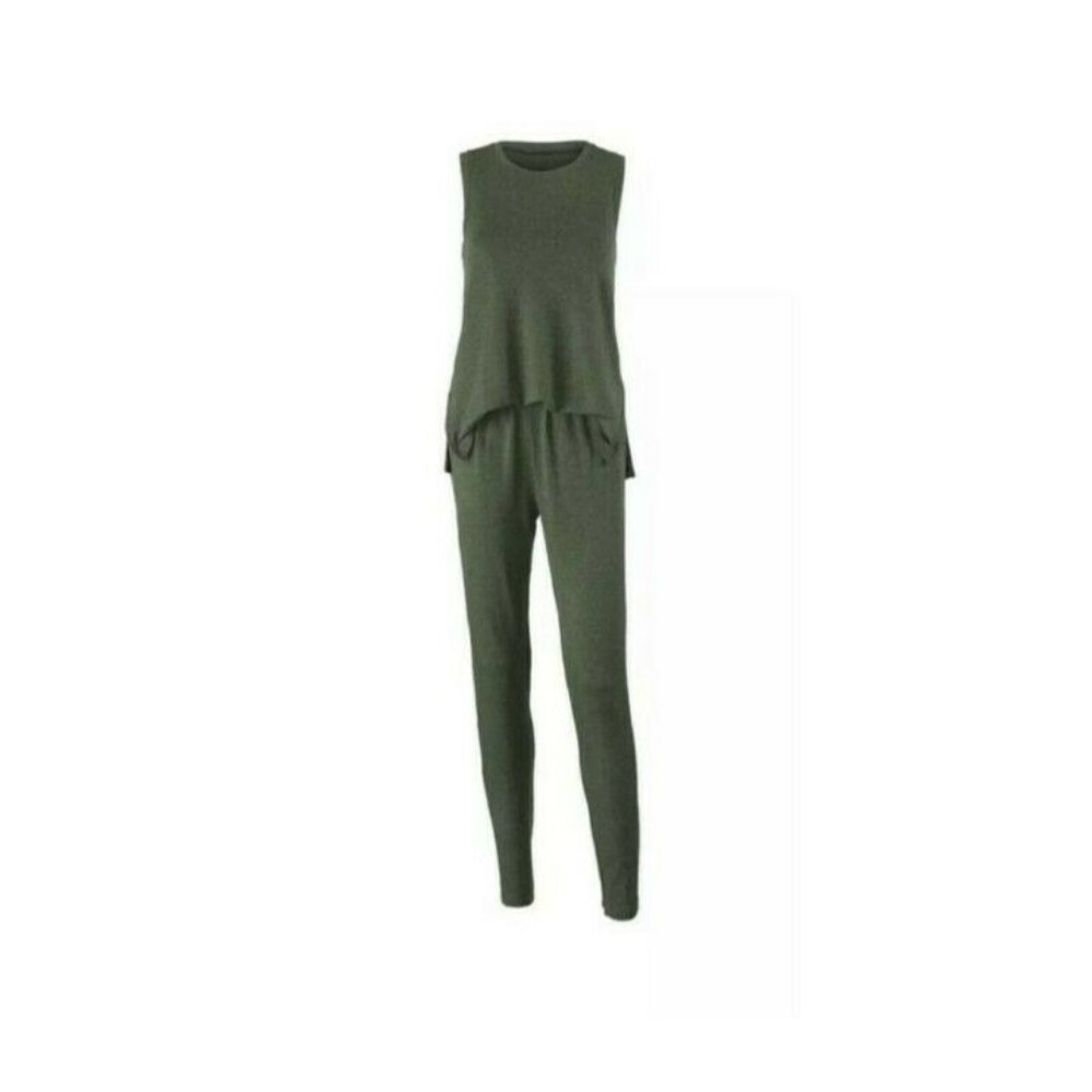 Cabi Hunter Olive Green Lounge Playsuit Jumpsuit Sleeveless Sz M